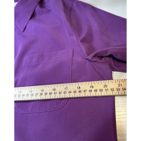 Travel Smith Tunic Top Womens Medium Purple Button Up Long Sleeve Front Pocket - Picture 8 of 12